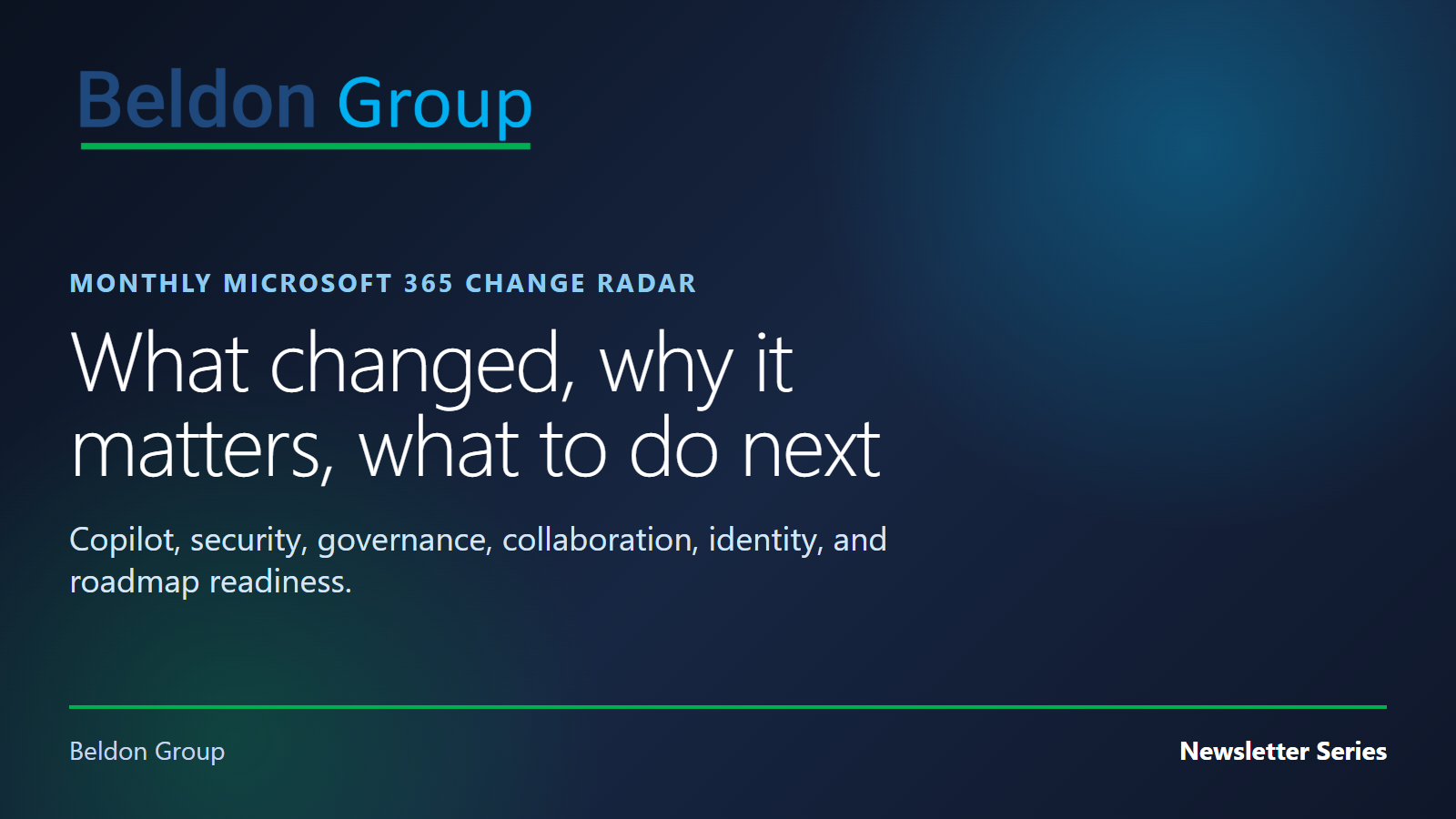 Beldon Group Microsoft 365 Change Radar preview